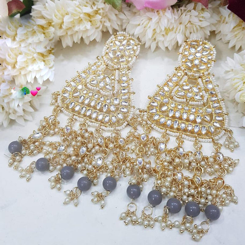 Pooja Bangles Gold Plated Kundan Stone And Pearls Dangler Earrings