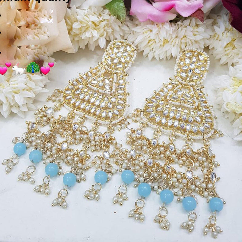 Pooja Bangles Gold Plated Kundan Stone And Pearls Dangler Earrings