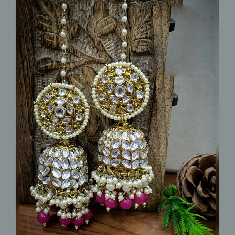 Pooja Bangles Gold Plated Kundan Stone And Pearls Jhumki Earrings