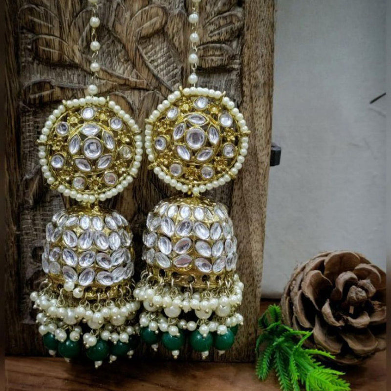 Pooja Bangles Gold Plated Kundan Stone And Pearls Jhumki Earrings