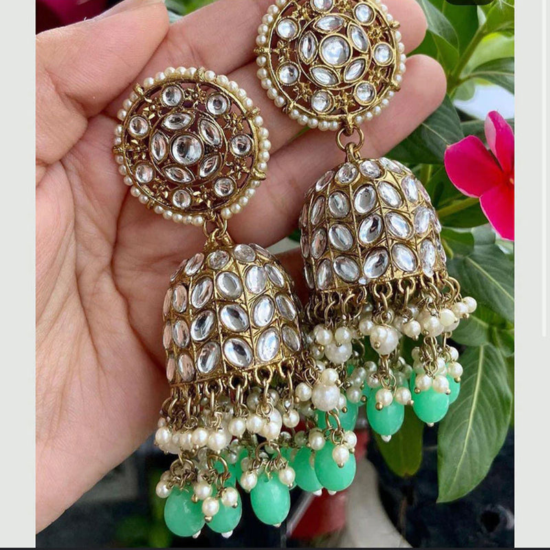 Pooja Bangles Gold Plated Kundan Stone And Pearls Jhumki Earrings