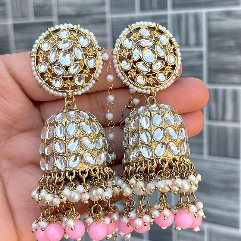 Pooja Bangles Gold Plated Kundan Stone And Pearls Jhumki Earrings