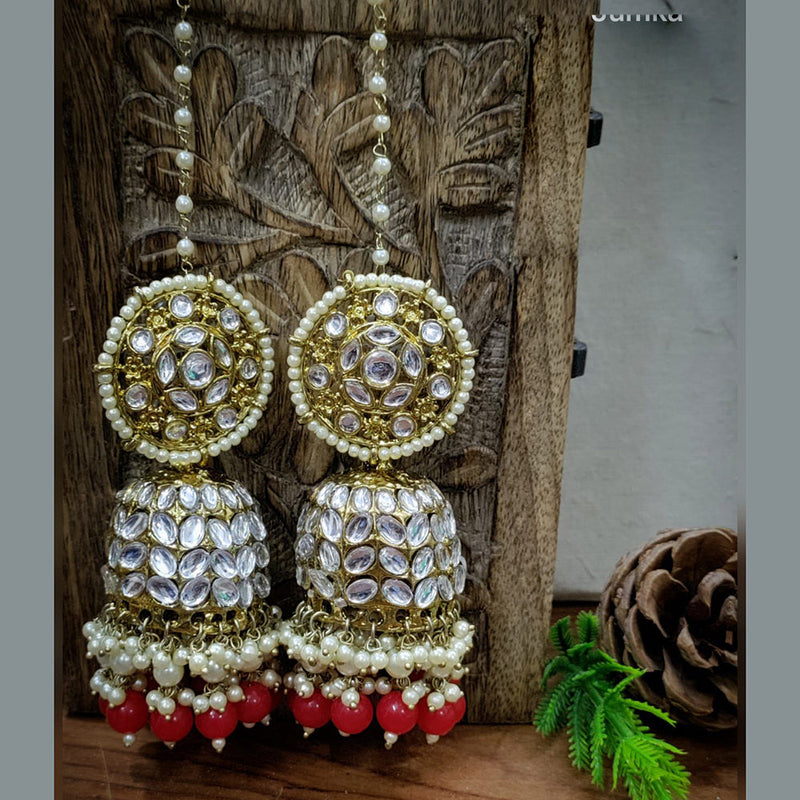 Pooja Bangles Gold Plated Kundan Stone And Pearls Jhumki Earrings