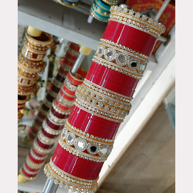 Pooja Bangles Gold Plated Kundan Stone Acrylic Bangles Set