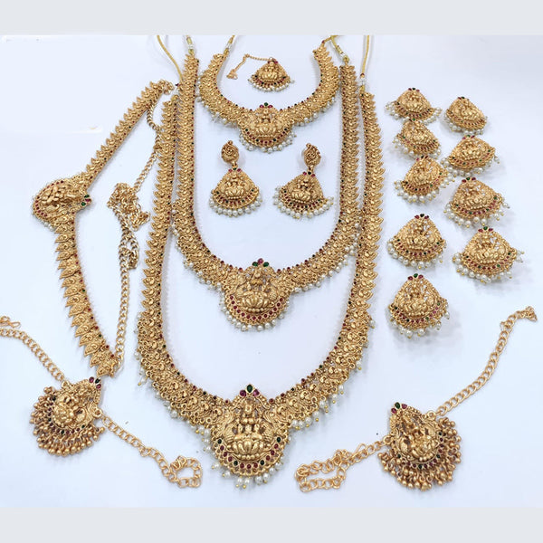 Pooja Bangles Gold Plated Pota Stone And Temple Pearls Bridal Set