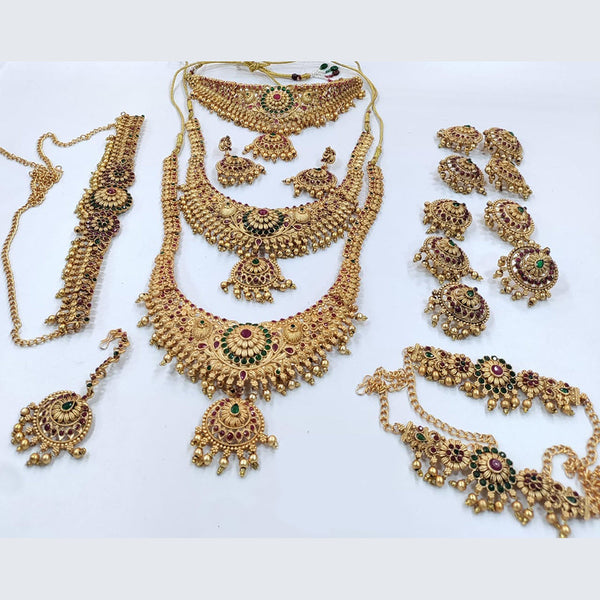 Pooja Bangles Gold Plated Pota Stone And Pearls Bridal Set