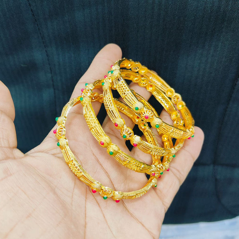 Pooja Bangles Gold Plated Pota Stone Bangles Set