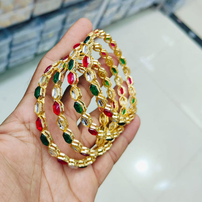 Pooja Bangles Gold Plated Crystal Stone Bangles Set