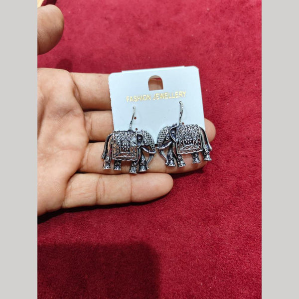 Pooja Bangles Oxidised Plated Elephant Earrings