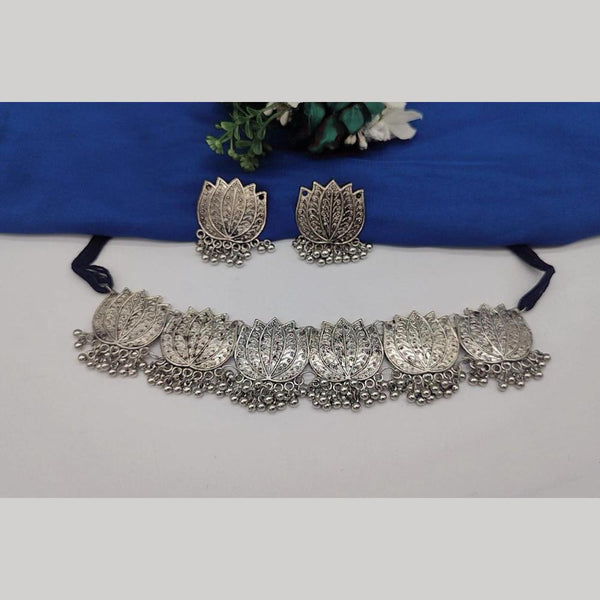 Pooja Bangles Oxidised Plated Choker Necklace Set