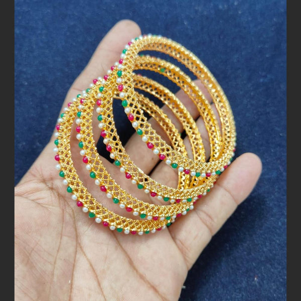 Pooja Bangles Gold Plated Beads Bangles Set