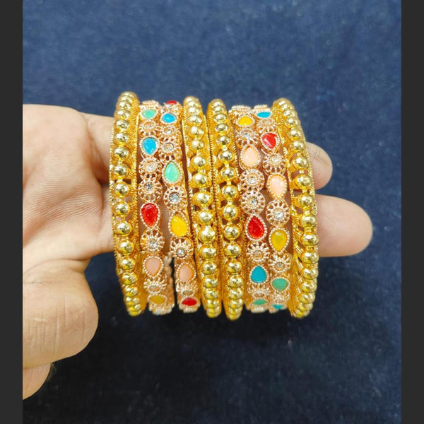 Pooja Bangles Gold Plated Kundan Stone Bangles Set