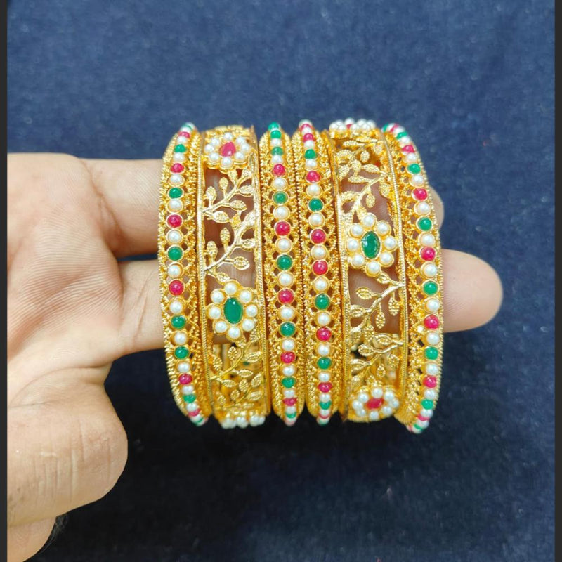 Pooja Bangles Gold Plated Beads Bangles Set