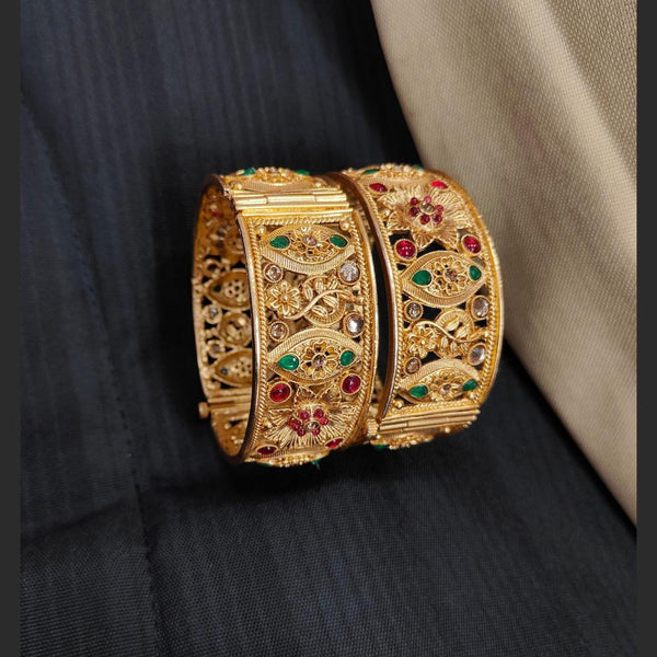 Pooja Bangles Gold Plated Pota Stone Bangle Set