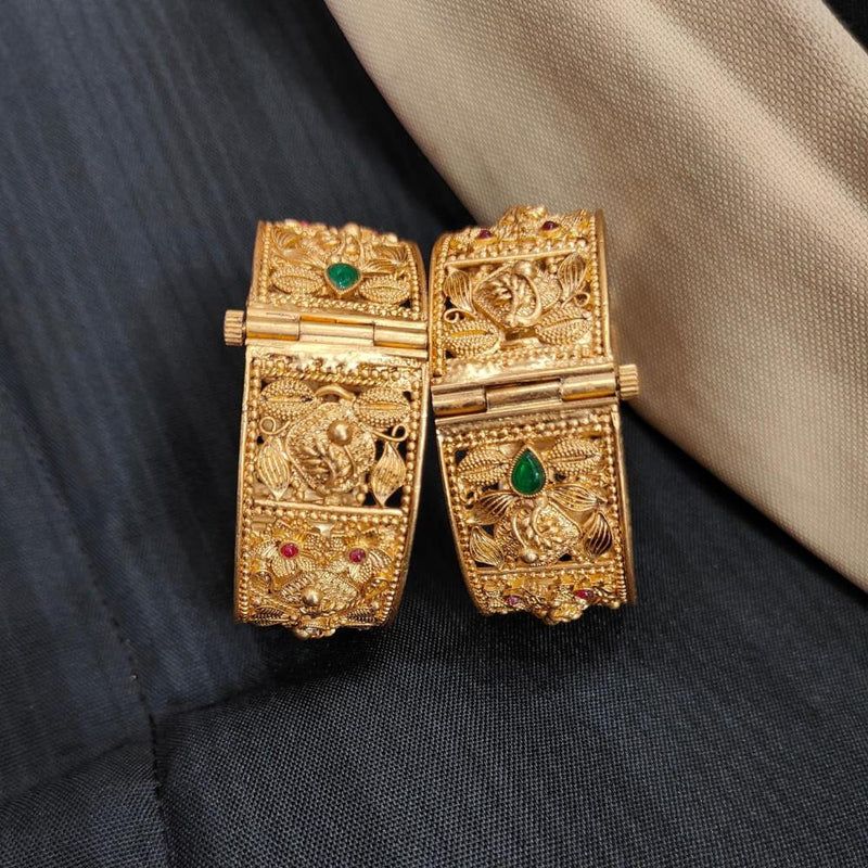 Pooja Bangles Gold Plated Pota Stone Bangle Set