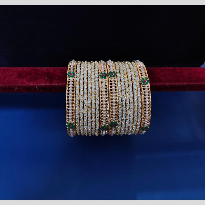 Pooja Bangles  Gold Plated  Pearls Bangle  Set