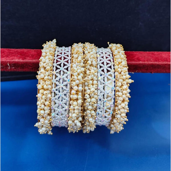 Pooja Bangles  Austrian Stone And  Pearls Bangle  Set