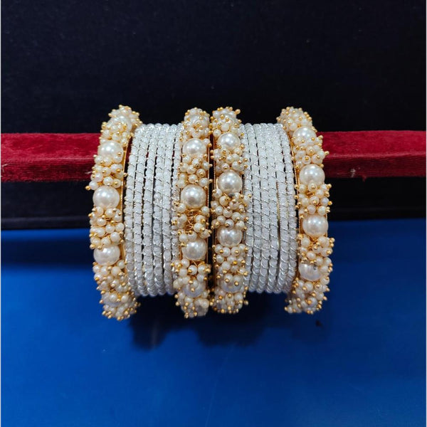 Pooja Bangles Gold Plated Pearls Bangle  Set