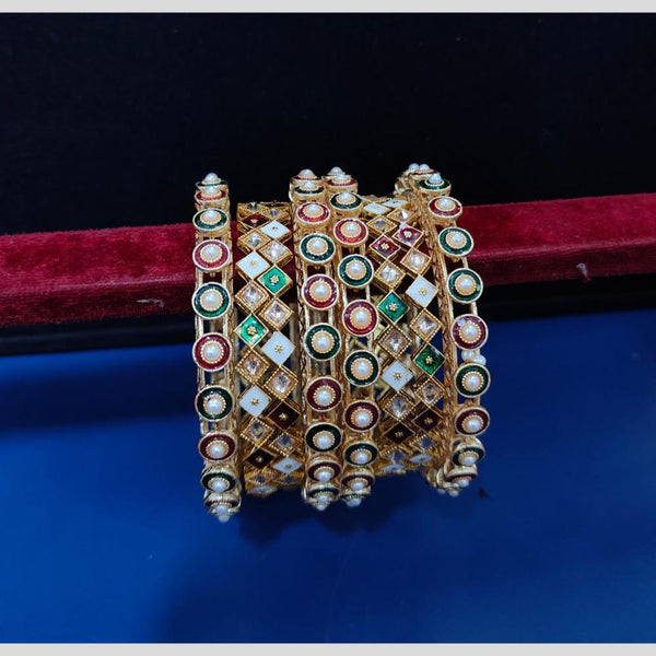 Pooja Bangles Gold Plated Pearls Bangle  Set