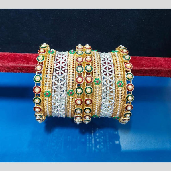 Pooja Bangles  Austrian Stone And  Pearls Bangle  Set