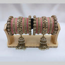 Pooja Bangles Gold Plated Crystal And Austrian Stone Pearls Bangles Set