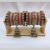 Pooja Bangles Gold Plated Crystal And Austrian Stone Pearls Bangles Set