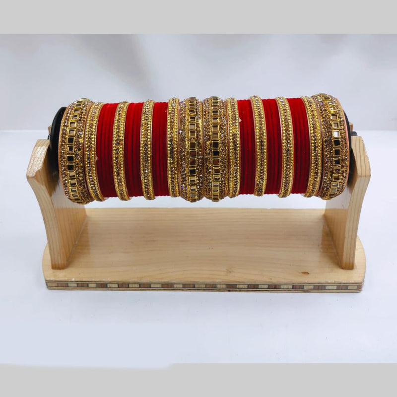 Pooja Bangles Gold Plated Austrian Stone Bangles Set