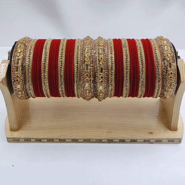 Pooja Bangles Gold Plated Austrian Stone Bangles Set