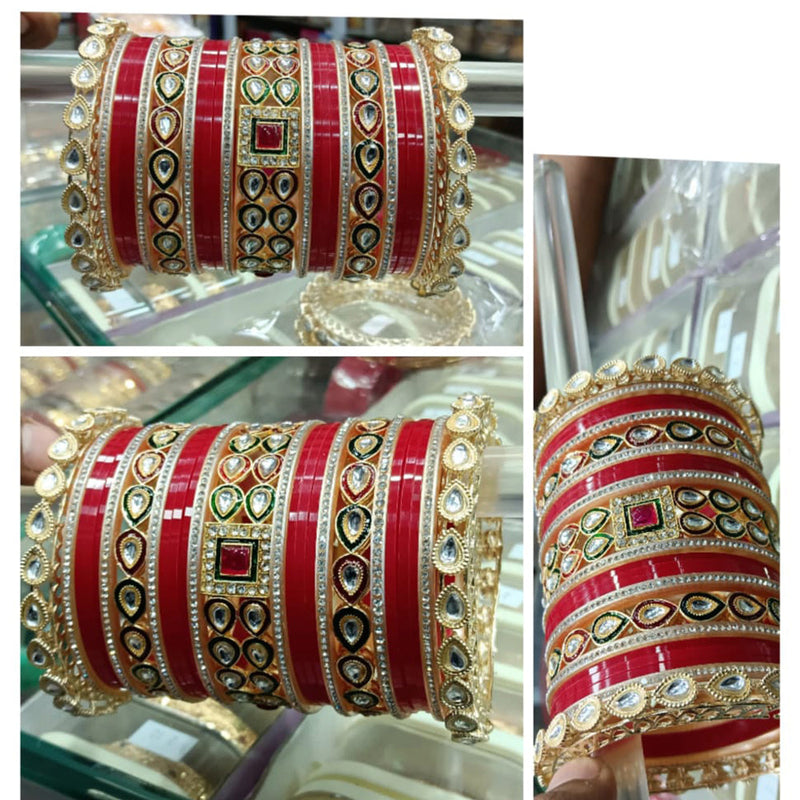 Pooja Bangles Gold Plated Kundan Stone Bangles Set