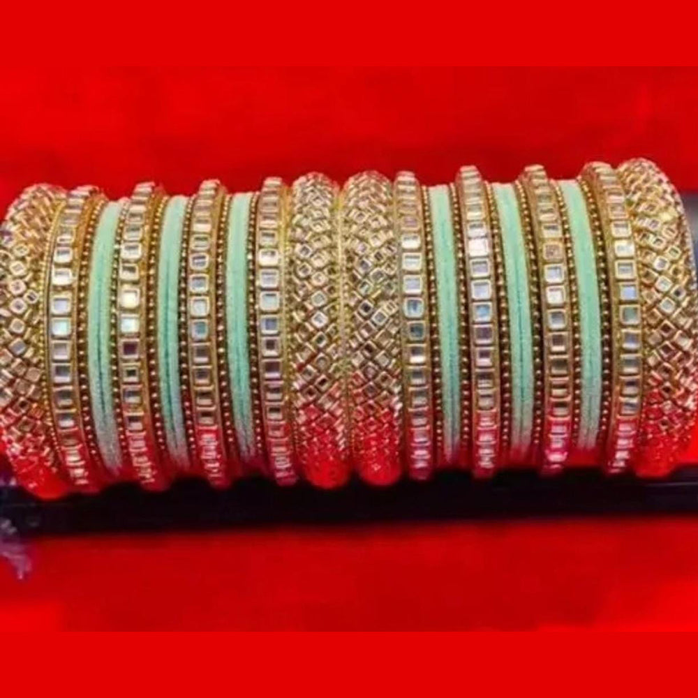 Pooja Bangles Gold Plated Mirror  And Velvet Bangles Set