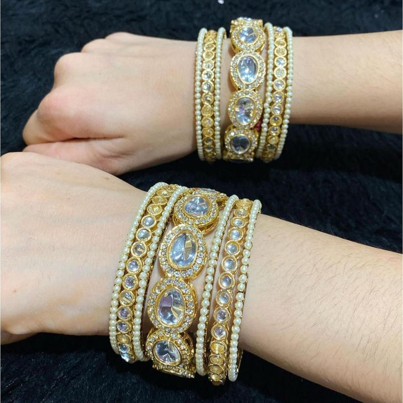 Pooja Bangles Gold Plated Kundan Stone Bangles Set