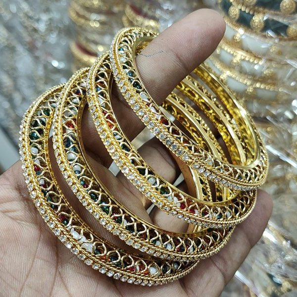 Pooja Bangles Gold Plated Austrian Stone Bangles Set