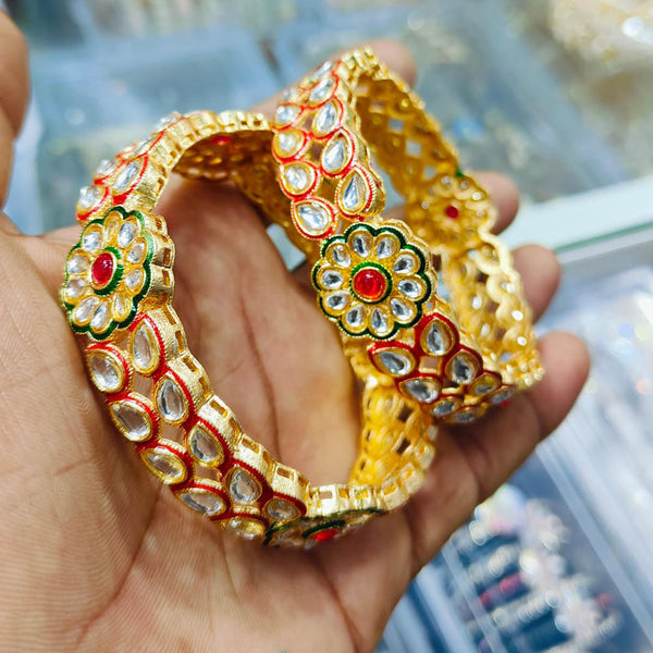 Pooja Bangles Gold Plated Kundan Stone Bangles Set