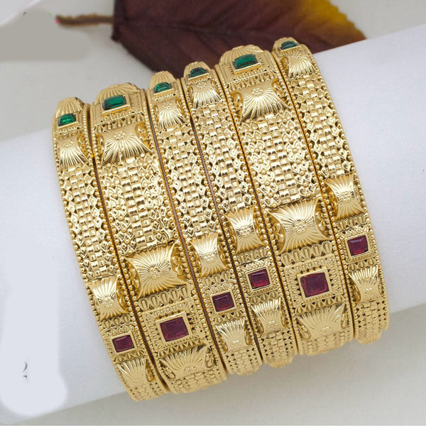 Pooja Bangles Gold Plated Pota Stone Bangle Set