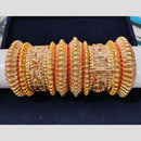 Pooja Bangles Gold Plated Pota Stone Openable Bangle Set