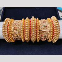 Pooja Bangles Gold Plated Pota Stone Openable Bangle Set