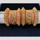 Pooja Bangles Gold Plated Pota Stone Openable Bangle Set