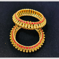 Pooja Bangles Gold Plated Pota Stone Bangle Set