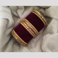 Pooja Bangles Gold Plated Mirror And Velvet Bangles Set