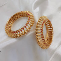 Pooja Bangles Gold Plated Pota Stone Bangles Set