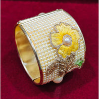 Pooja Bangles Gold Plated Pearl Openable Bangle