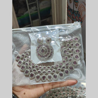 Pooja Bangles Silver Plated Austrian Stone Necklace Set