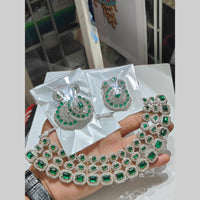 Pooja Bangles Silver Plated Austrian Stone Necklace Set