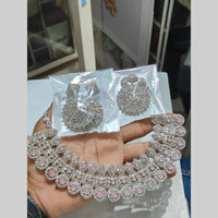 Pooja Bangles Silver Plated Austrian Stone Necklace Set