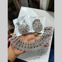 Pooja Bangles Silver Plated Austrian Stone Necklace Set