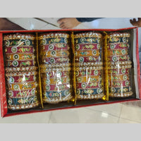 Pooja Bangles Gold Plated Kundan Stone And Pearls Acrylic Bangle Set