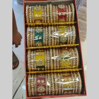 Pooja Bangles Gold Plated Austrain Stone Acrylic Bangles Set