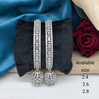 Pooja Bangles Silver Plated American Diamond Bangle Set