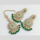Pooja Bangles Gold Plated Crystal  And Beads Designer Earrings with Maangtikka Set