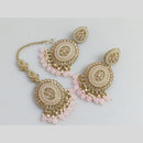 Pooja Bangles Gold Plated Crystal  And Beads Designer Earrings with Maangtikka Set